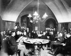 Cafe Giensteidl sometime befoe 1897. Photograph by Carl von Zamboni for he illusrated newspaper Die vornehme Welt. From collection of Vienna Museum.