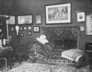 Freud's consulting room at Berggasse 19, Vienna. (One of the clandestine photographs by Edmund Engelmund in 1938.)*
