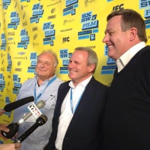 From left to right: Director Al Reinert, Michael Morton and Attorney John Raley at media event after film premier in Austin, Texas.