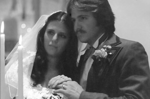 Wedding photograph of Michael and Christine Morton.
