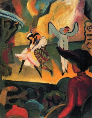 Russisches Ballett (I), oil on canvas by  August Macke (1912) (Kunsthalle, Bremen).
