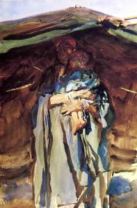 Bedouin Mother by John Sargent Singer. (Watercolor on paper. 190-06. Brooklyn Museum.) Click to enlarge.
