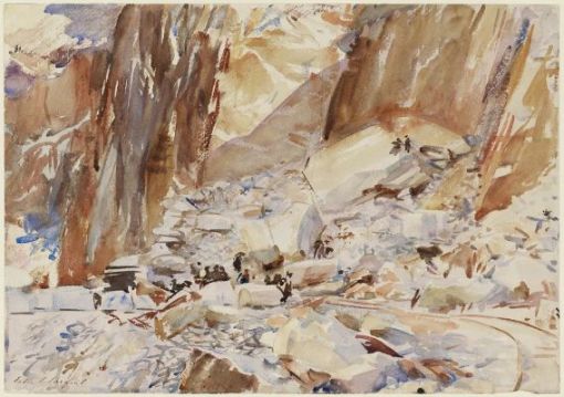 Carrara: The Quarry I by John Singer Sargent. (Watercolor on paper. 1911. Museum of Fine Arts, Boston.) 