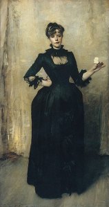 Lady with the Rose (Charlotte Louise Burckhardt) by John Singer Sargent. (Oil on canvas. 1882. Metropolitan Museum of Art.) Not in Brooklyn exhibition. (Click to enlarge.)