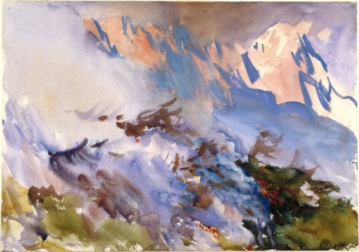 Mountain Fire by John Singer Sargent. (Watercolor on paper. c1903. Brooklyn Museum of Art.)