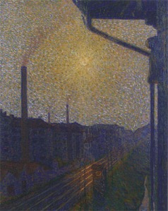 Suburb-Work by Luigi Russolo. (Oil on caves. 1910. Collection Leoni, Erba, Italy.)