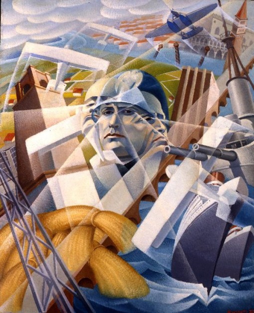Central panel of triptych Fascist Synthesis by Aleessandro Bruschetti. (Oil on plywood. 1935. Wolfsonian–Florida International University, Miami Beach, Florida.)