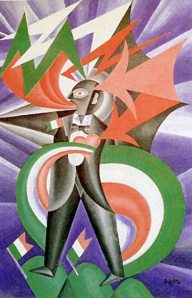 Stormy Patriot Marinetti: Psychological Portrait by Fortunato Depero (Oil on canvas. 1924. Private Collection.) In the exhibition this piece is show in the artist's frame.)
