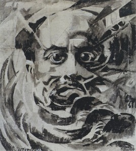 Marinetti by Růžena Zátková. (Tempera on canvas. ca. 1921. Private collection.) In the exhibition this work is shown in the artist's original metal frame.