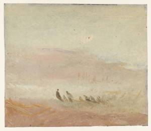 25. Figures on a Beach by J.M.W. Turner. Oil on millboard. ca. 1840-45. Tate, London. Joseph Mallord William Turner 1775-1851 Turner Bequest M 1974 .