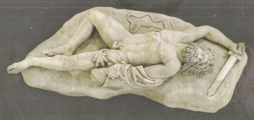 16. Dead Giant. Marble from Asia Minor. Early 2nd century C.E. Museo Archeologico Nazionale, Naples. Copy of Greek bronze of early 2nd century B.C.E. Part of the Lesser Attalid Dedication in Athens.